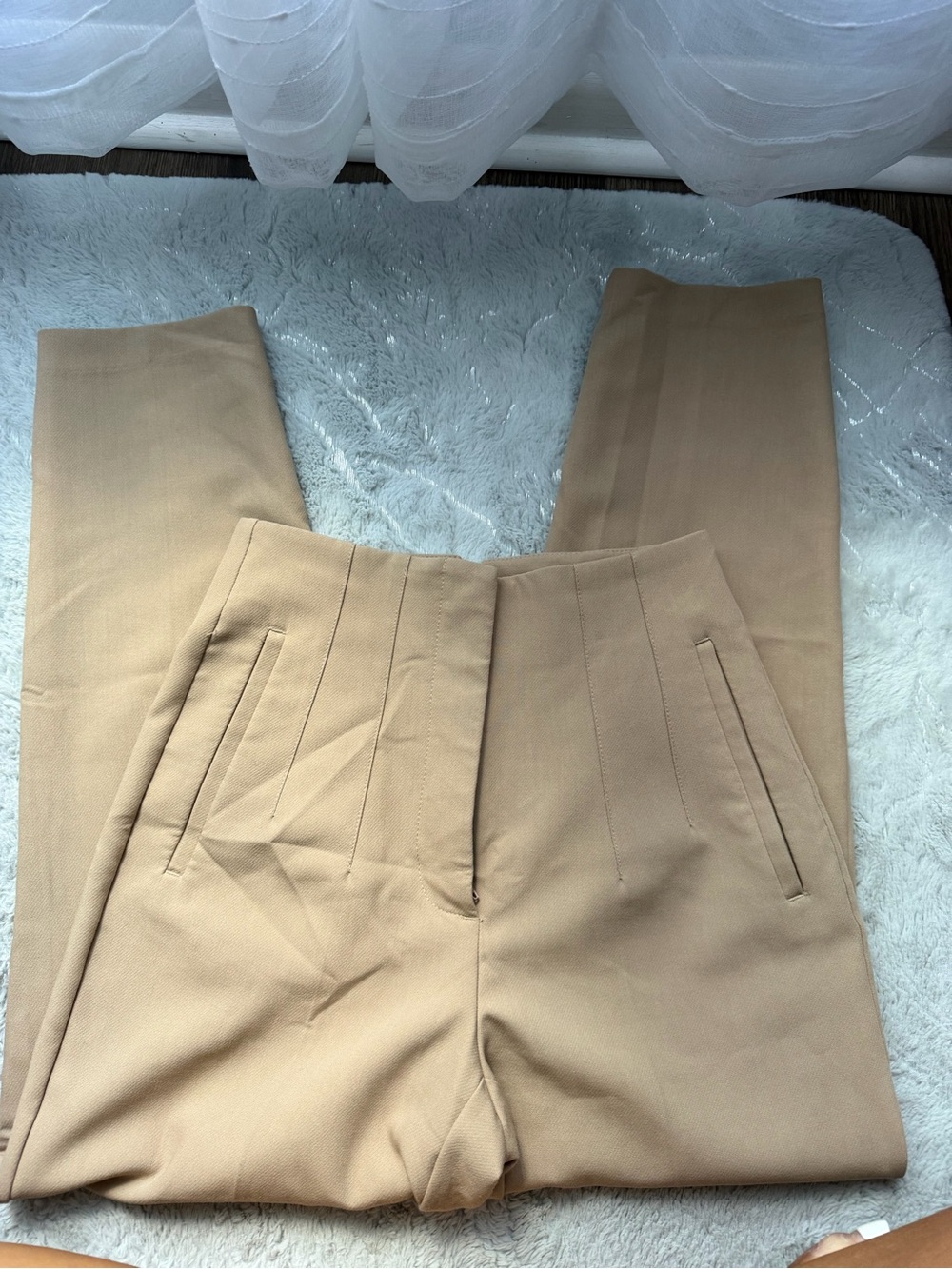 Zara Beige/Tan Straight-Leg Chinos